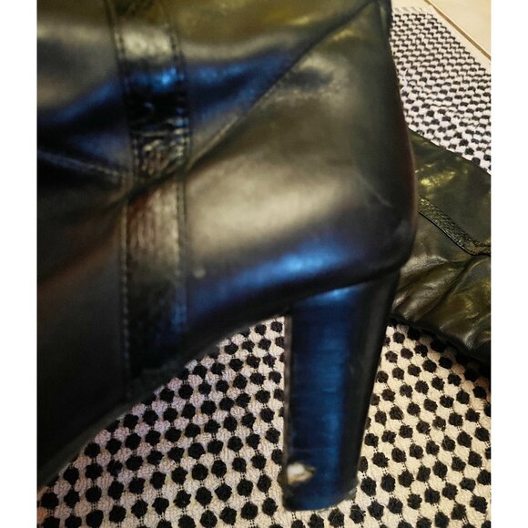 Vintage LOFT black slouchy BOHO boots with snakeskin trim SZ 8 Women's 3 in heel - Picture 10 of 13